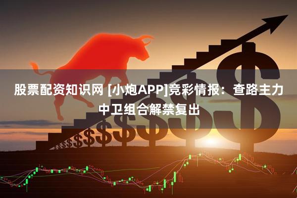 股票配资知识网 [小炮APP]竞彩情报：查路主力中卫组合解禁复出